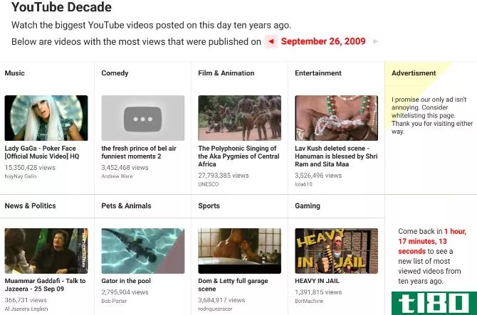 YouTube Decade shows you the best videos of the day from 10 years ago