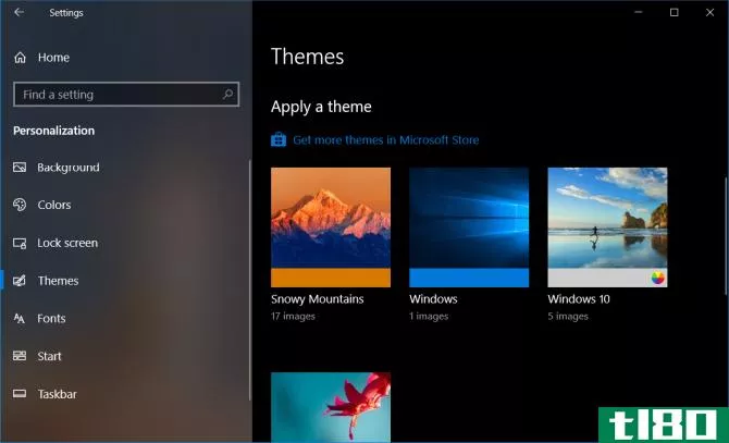 select a default windows 10 theme