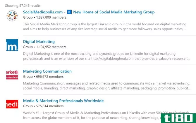 LinkedIn Groups Search Results