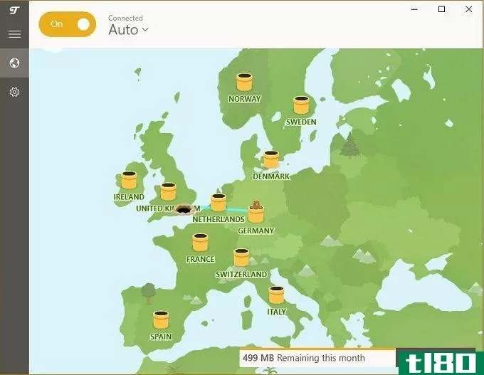 TunnelBear services in Europe