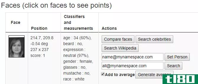 Betaface photo metadata