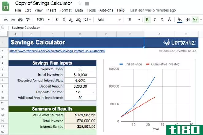 Google Sheets Template Savings Calculator