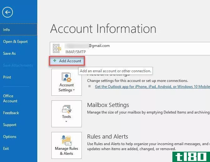 Outlook Add Account