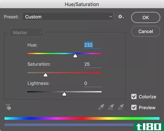 Photoshop Hue Saturation Lightness Sliders