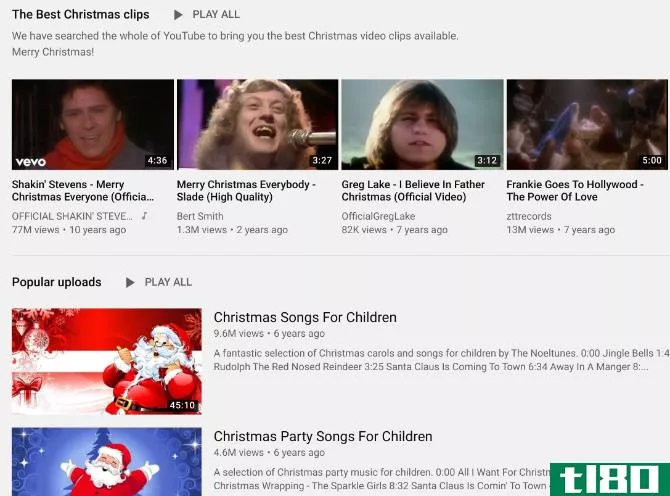 The Christmas Channel has compilation videos of favorite christmas carols and songs