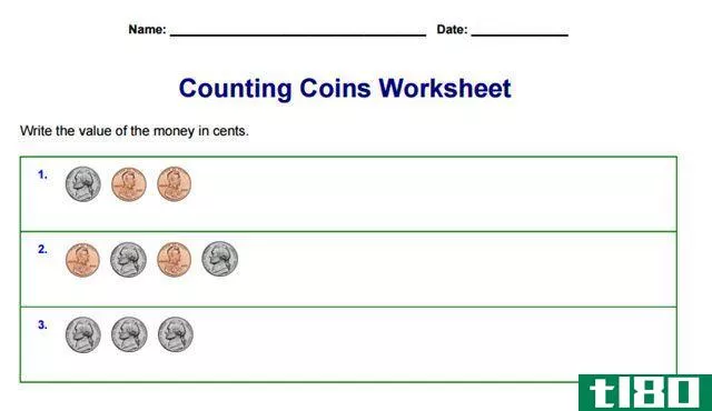 Counting Coins Math Worksheet Example Screenshot