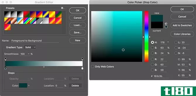 Color Picker Teal in Photoshop
