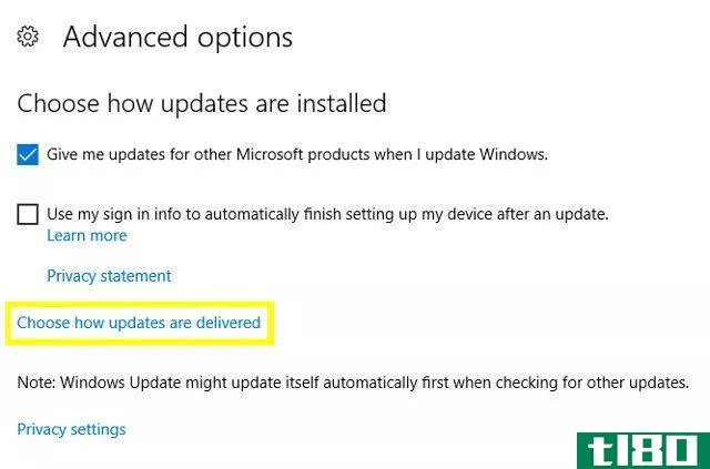 Windows Choose How Updates Are Delivered