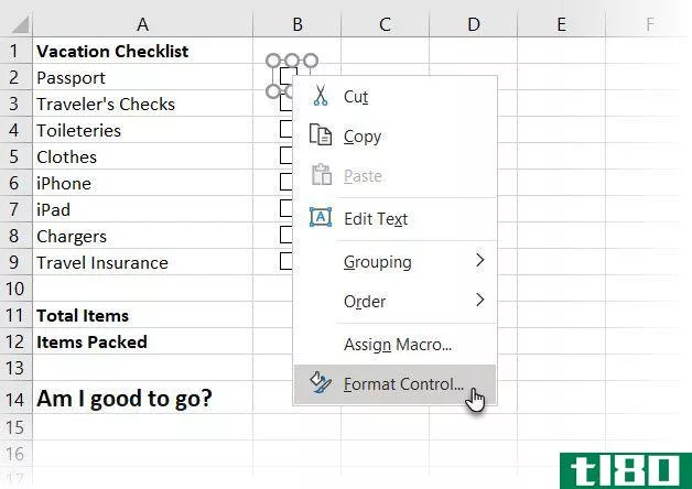 Screenshot of how to use Format Control with checkbox
