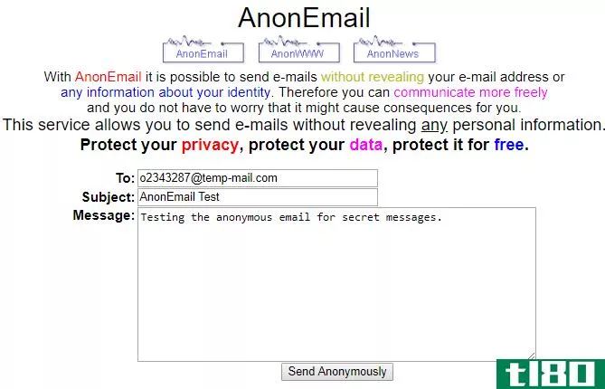 AnonEmail to send anonymous email