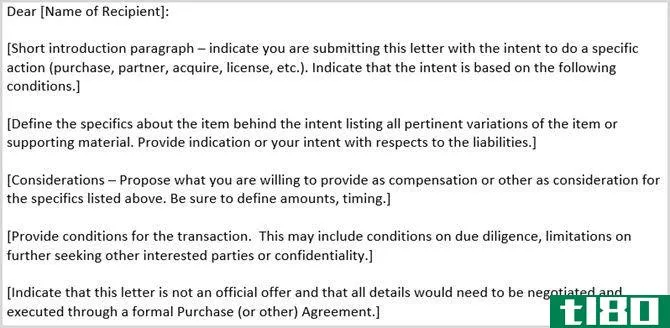 Intent Letter Template Word