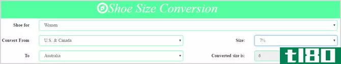 Chrome App Shoe Size Conversion
