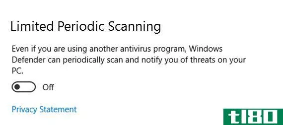 Limited Period Scanning Windows 10 AU Windows Defender