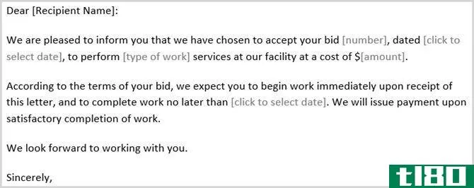 Bid Acceptance Letter Template Word