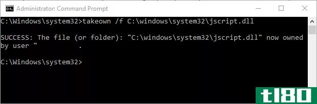 Windows 10 Command Prompt takeown command