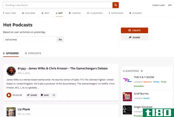 Listen Notes lets you search text in any podcast and discover new shows