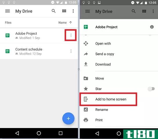 Google Drive Shortcut Android