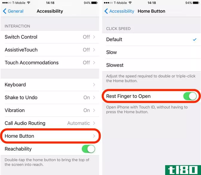 iOS 10 Feature Rest Finger to Open