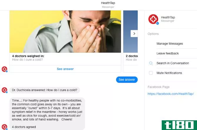 Facebook Messenger Bot -- HealthTap