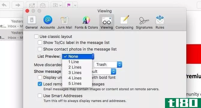 Mac Mail -- Hide List Previews