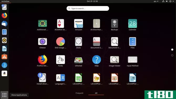 Ubuntu 19.10 app drawer