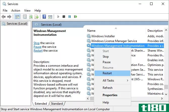 How to restart Windows Management Instrumention using Services.msc in Windows