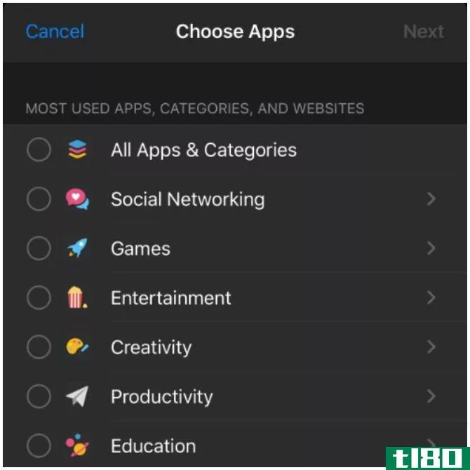 Choose Your Apps for Limiting Usage