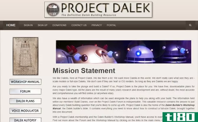 Doctor Who sites include Dalek building instructi***