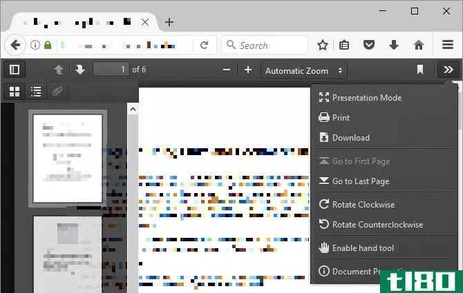 Screen capture of Mozilla Firefox PDF reader