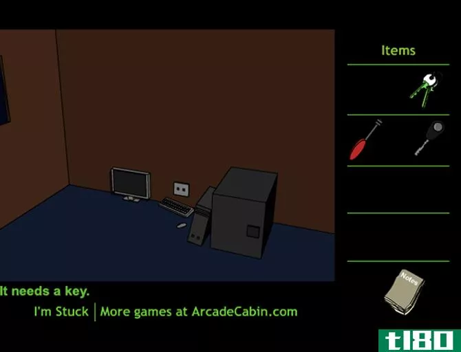 A screenshot of Murder Escape's locked room and inventory