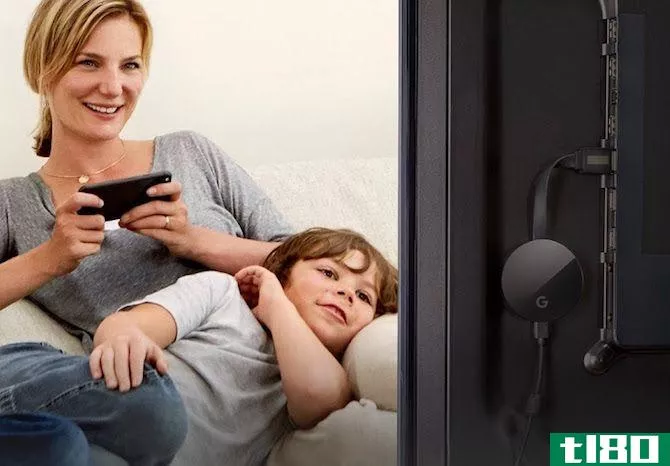 Chromecast Ultra Mother Son Behind TV