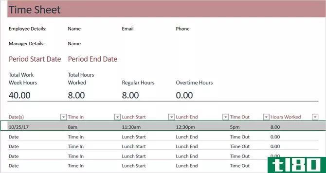 timesheet template track hours weekly excel