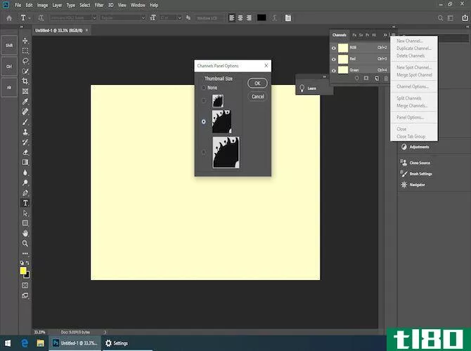 An example of Photoshop's panel opti***