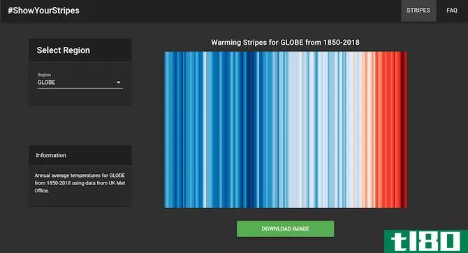 Create climate change wallpaper with ShowYourStripes