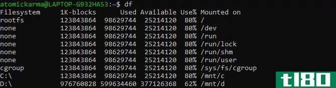 Linux df command output