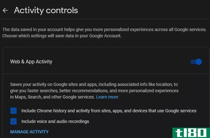Google Activity Controls