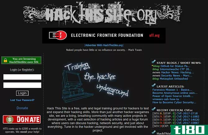 hackthissite main page