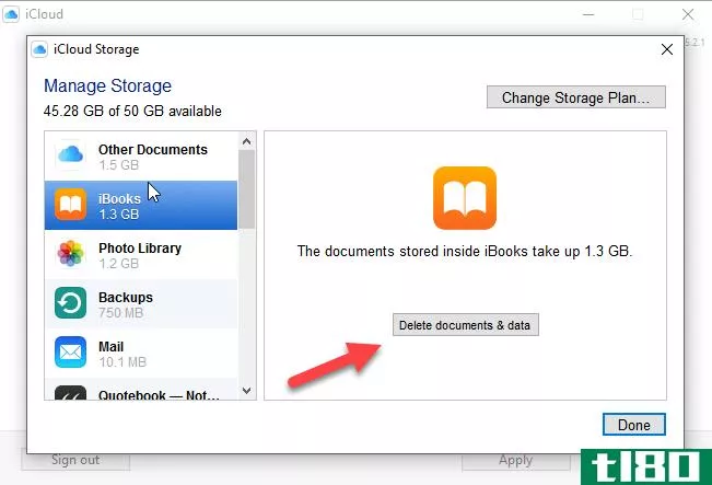 iCloud Control Panel Manage Storage Screenshot