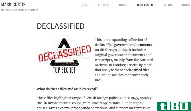 Mark Curtis's blog collects declassified documents about UK foreign policy