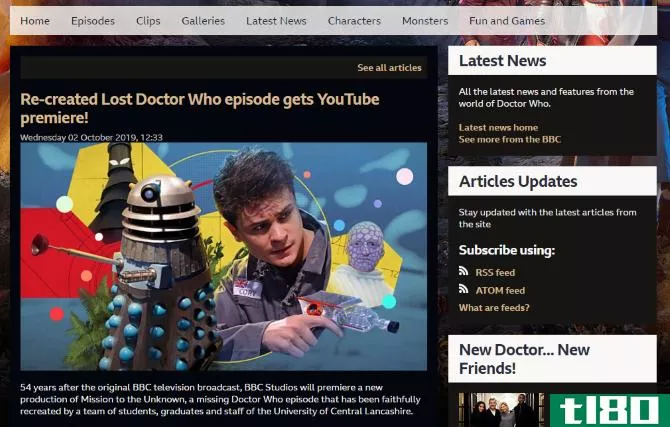 Official Doctor Who site