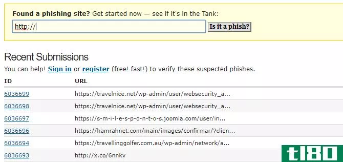 Check links for malware with PhishTank