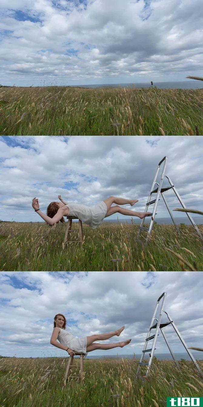 Composite Images -- Empty Plains, Woman, Ladder