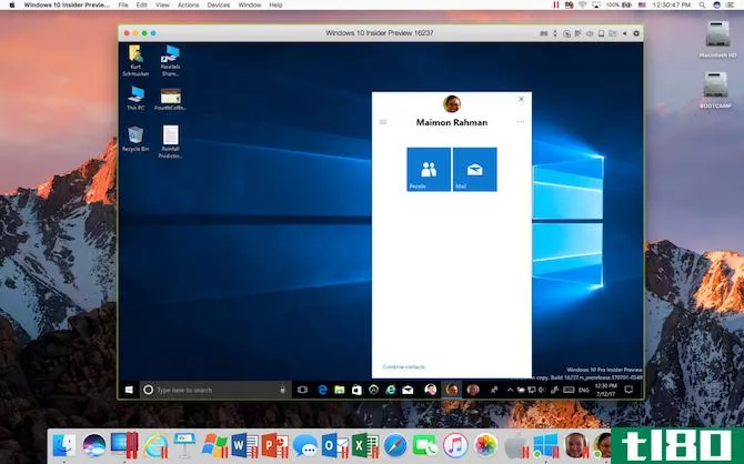 Parallels running Windows on a Mac