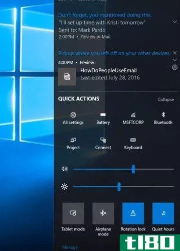 Windows 10 Creators Update -- Action Center