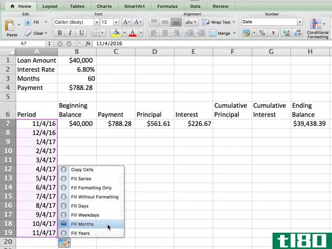 Excel Amortization Schedule -- Auto Fill Opti***