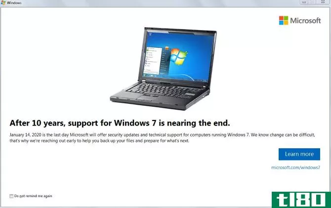 Windows 7 End of Life Message