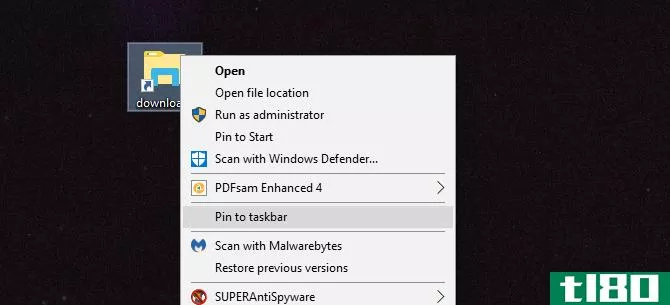 windows 10 taskbar pin folder