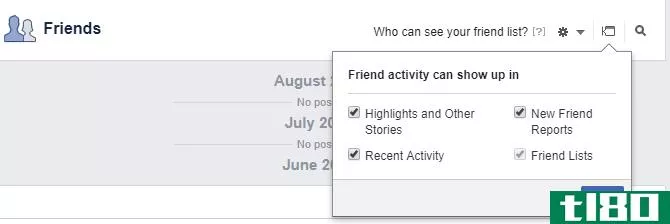 Facebook Friend activity can show up in... menu