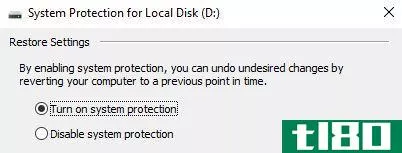 Turn on system protection