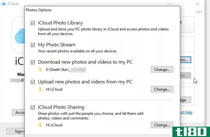 iCloud Control Panel Photos Opti*** Screenshot